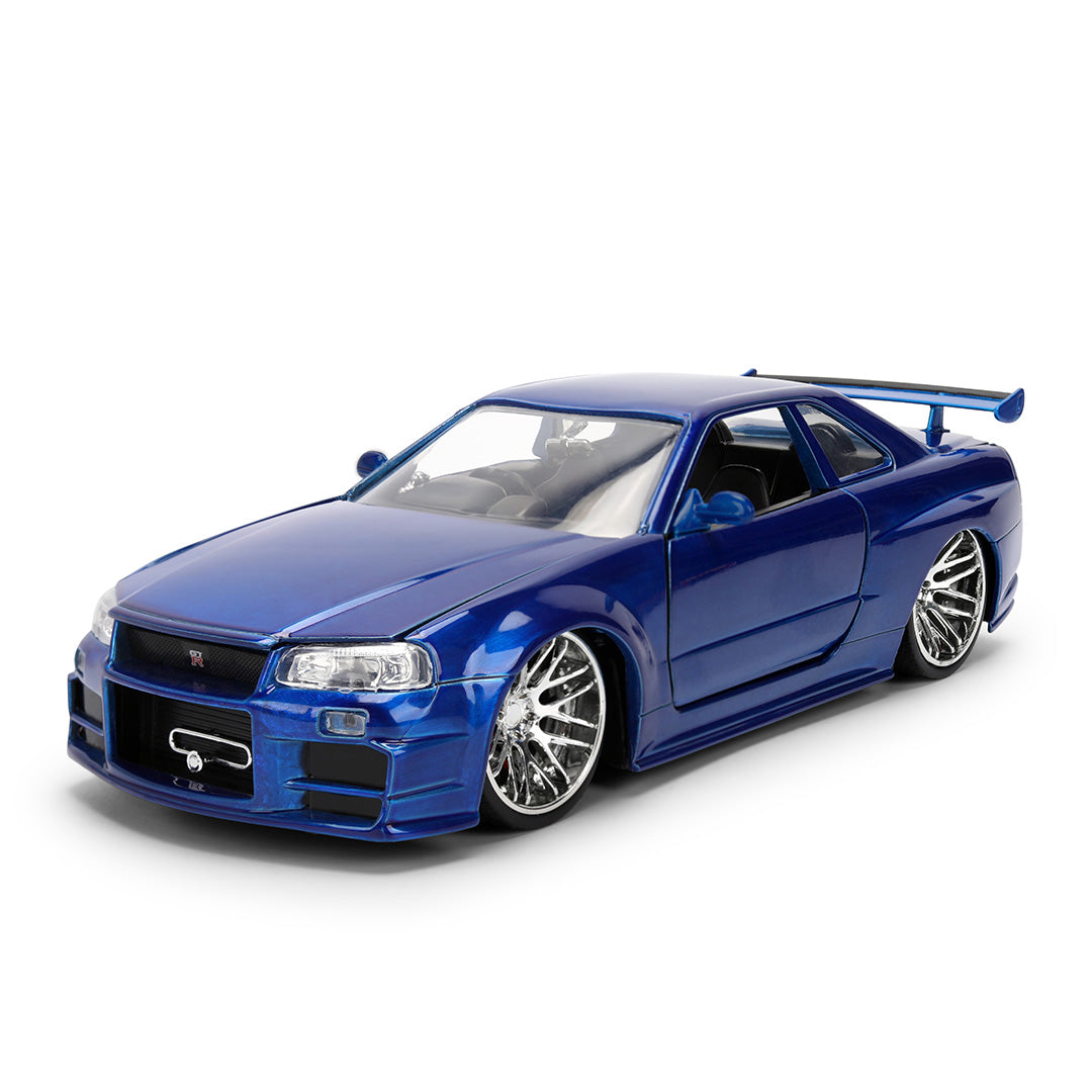 ワイルド・スピード 1/24スケール 2002 Nissan Skyline GT-R R34 ブルー ダイキャストミニカー 25周年記念特別塗装 COLOR BRUSH FINISH