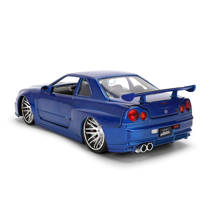 ワイルド・スピード 1/24スケール 2002 Nissan Skyline GT-R R34 ブルー ダイキャストミニカー 25周年記念特別塗装 COLOR BRUSH FINISH
