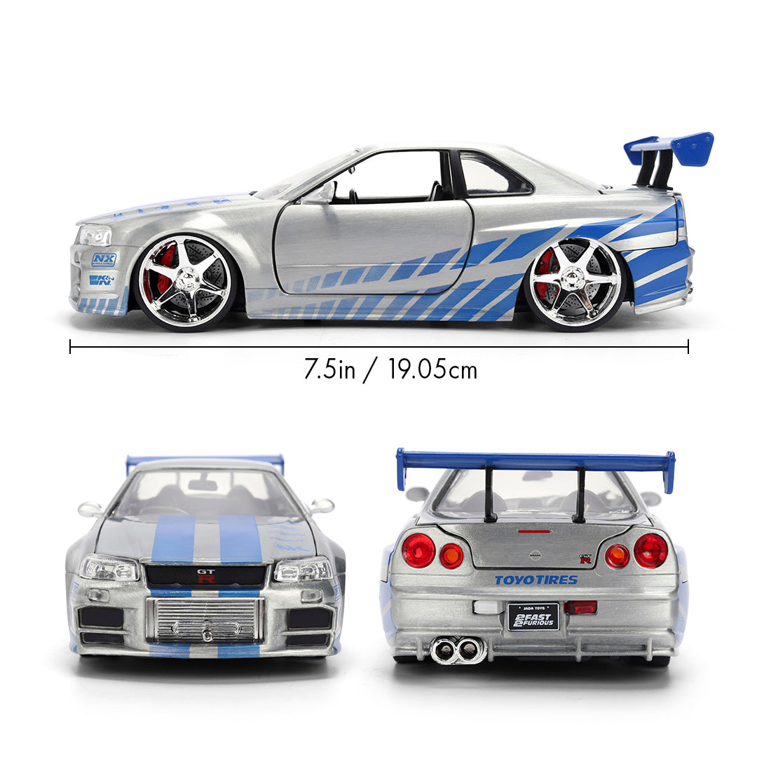 ワイルド・スピード 1/24スケール 2002 Nissan Skyline GT-R R34 ダイキャストミニカー 25周年記念特別塗装 COLOR BRUSH FINISH