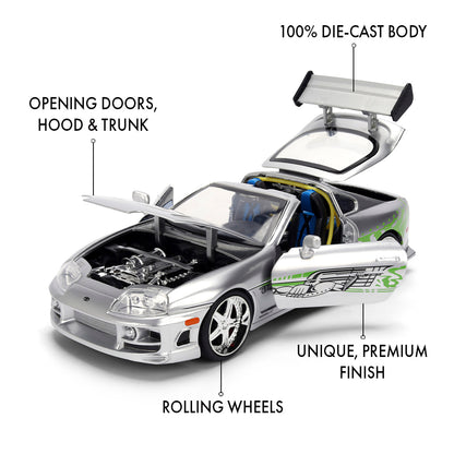 ワイルド・スピード 1/24スケール BRIAN'S TOYOTA SUPRA ダイキャストミニカー 25周年記念特別塗装 SILVER FINISH