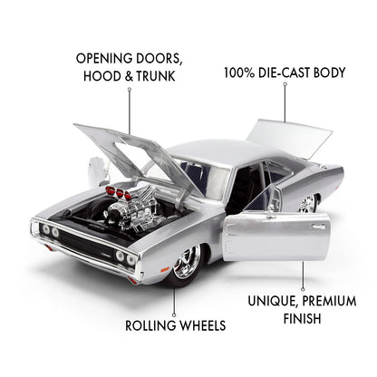 ワイルド・スピード 1/24スケール DOM'S 1970 DODGE CHARGER ダイキャストミニカー 25周年記念特別塗装 SILVER FINISH