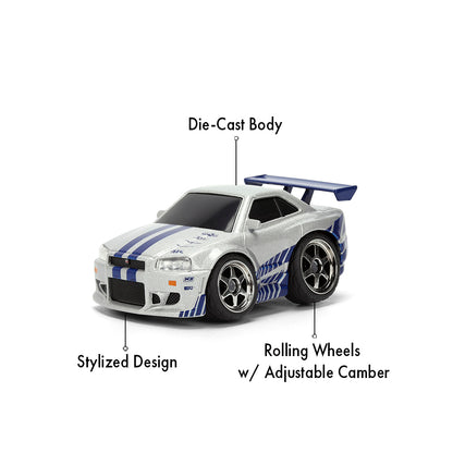 ワイルド・スピード Small Blocks 小サイズ 2002 Nissan Skyline GT-R R34 ダイキャストミニカー