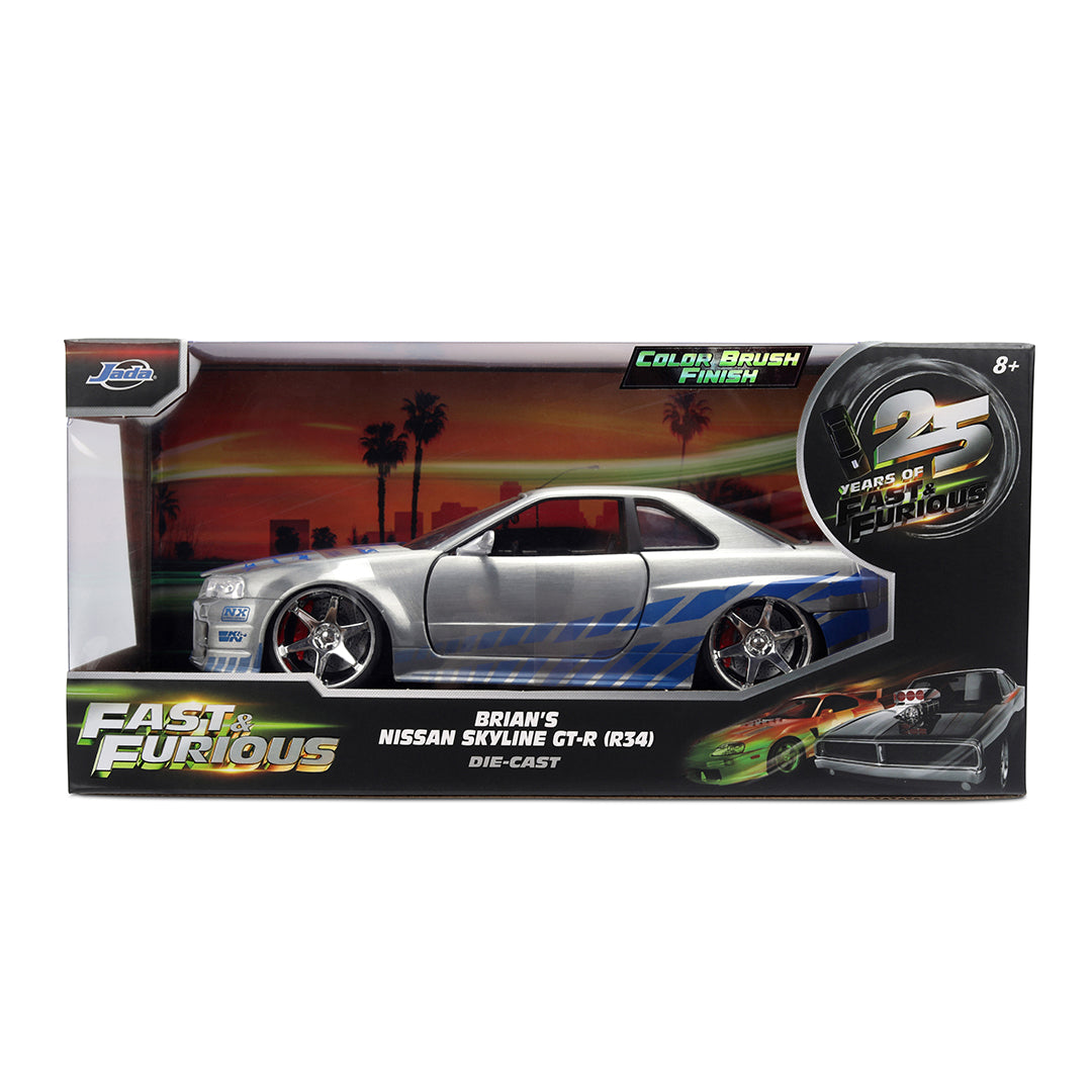 ワイルド・スピード 1/24スケール 2002 Nissan Skyline GT-R R34 ダイキャストミニカー 25周年記念特別塗装 COLOR BRUSH FINISH