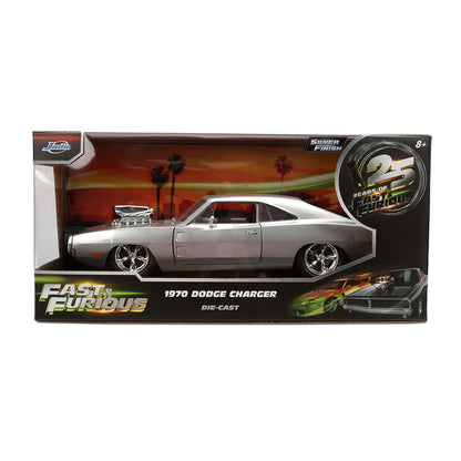 ワイルド・スピード 1/24スケール DOM'S 1970 DODGE CHARGER ダイキャストミニカー 25周年記念特別塗装 SILVER FINISH